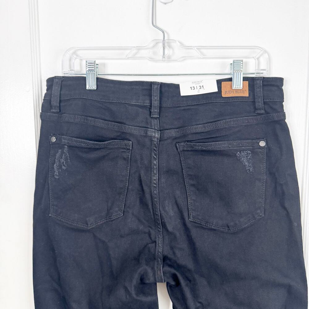 Judy Blue Distressed Boyfriend Fit Black Denim Jeans High Waisted NEW Size 13/31 - Picture 14 of 16
